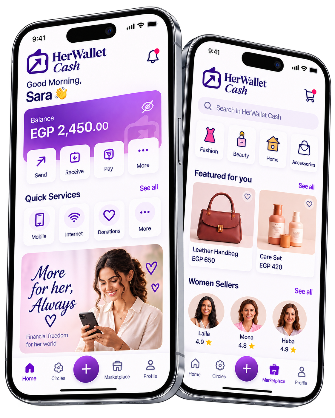 HerWallet Cash & Her Souq Mobile App